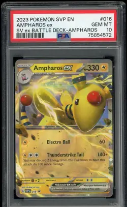 2023 Pokemon SV Promo #016 Ampharos ex Battle Deck Exclusive PSA 10 - GEM MINT! - Image 1