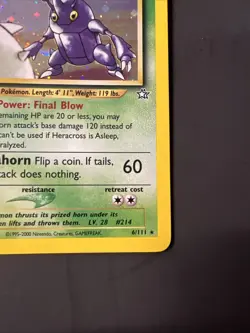 ❗ Heracross 6/111 Neo Genesis Holo Swirl Vintage Pokemon Card TCG 🔥📈❗ - Image 4