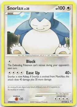 Snorlax 37/130 Rare Diamond & Pearl Pokemon HP - Image 1