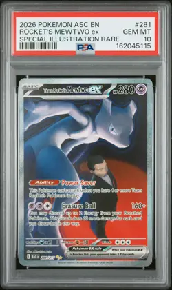 Pokemon 2026 TEAM ROCKET'S MEWTWO EX SAR HOLO #281/217 PSA 10 - Image 1