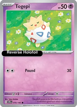 Pokemon - Togepi - Reverse Holofoil [SSP - 070/191 Near Mint] - Image 1