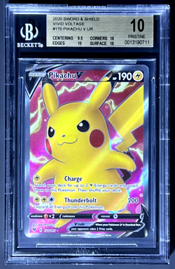 BGS PRISTINE 10 2020 Pokemon Swsh Vivid Voltage Full Art/Pikachu V #170 - Image 1