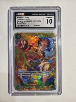2025 One Piece Carrying On His Will SEC Monkey D.Luffy #OP13-118 CGC 10 GEM MINT - Image 1