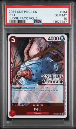 2024 ONE PIECE JUDGE PACK VOLUME 3 014 PELL PSA 10 GEM MINT - Image 1