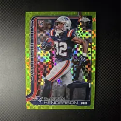 2025 Topps Chrome TreVeyon Henderson #328 NE Patriots Lime Green X-Fractor RC - Image 1