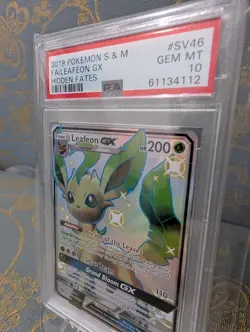 PSA 10 Leafeon GX SV46/SV94 Hidden Fates Sun & Moon 2019 Pokemon Card Full Art - Image 2