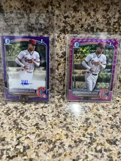 2025 Bowman Chrome Prospects Hiverson Lopez Numbered & Auto (2) Card Lot - Image 1