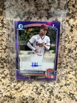 2025 Bowman Chrome Prospects Hiverson Lopez Numbered & Auto (2) Card Lot - Image 2