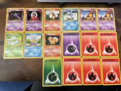 Small Collection Base Set Common/rare Pokemon Cards And Energies - Image 1