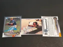 Luis Pena Brewers Auto Signed 2025 1st Bowman Chrome Beckett Hologram Paint - Image 1