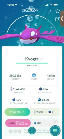 Pokemon Go Shiny Legendary Kyogre - Image 1