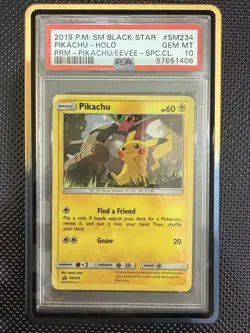 2019 POKEMON SM BLACK STAR PROMO #SM234 PIKACHU-HOLO PSA 10 WITH SWIRL - Image 1
