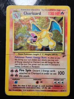 Pokemon Card Charizard 4/130 Base Set 2 Holo Rare Vintage HP Damaged 2000 - Image 3