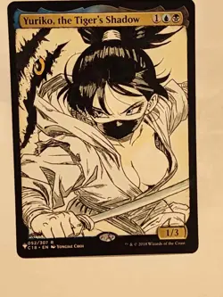 Hand Painted Altered Art Mtg Anime girl Yuriko, the Tiger's Shadow commander edh - Image 1