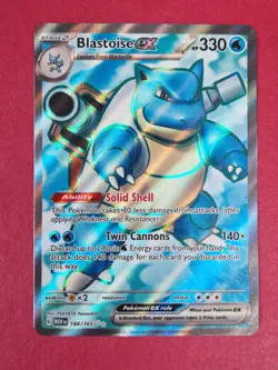 Blastoise ex 184/165 NM Ultra Rare Full Art Pokemon Card - Image 1