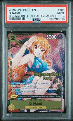 2025 ONE PIECE BEGINNERS DECK PARTY PACK WINNER #101 O-NAMI PSA 9 - Image 1