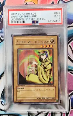 YUGIOH LOB-078 Spirit of the Harp RARE 1ST EDITION PSA 9 - Image 1