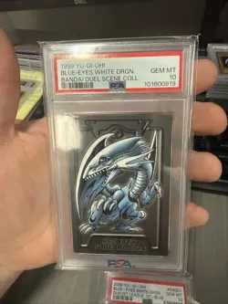 1999 Bandai Duel Scene Coll. Profile Card Blue Eyes White Dragon PSA 10 pop 9 - Image 1