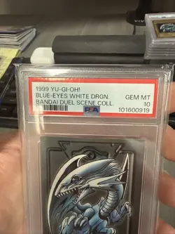 1999 Bandai Duel Scene Coll. Profile Card Blue Eyes White Dragon PSA 10 pop 9 - Image 2