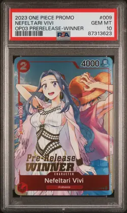 PSA 10 One Piece Card Game English ST01-009 Nefeltari Vivi Pre-Release Winner - Image 1