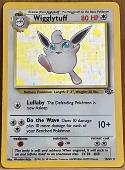 Wigglytuff Pokemon TCG Jungle Set Unlimited 1999 16/64 Holo Rare LP - Image 1