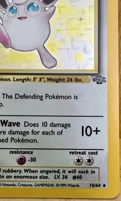 Wigglytuff Pokemon TCG Jungle Set Unlimited 1999 16/64 Holo Rare LP - Image 5