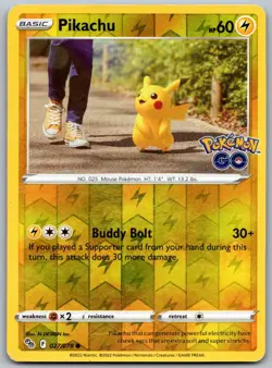 Pokemon TCG Pikachu Pokemon GO 027/078 Reverse Holo Near Mint - Image 1