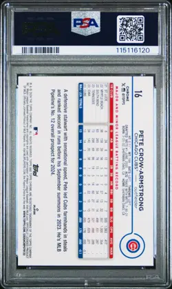 2024 Topps Chrome Logofractor Pete Crow-Armstrong #16 Aqua Refractor /199 PSA 10 - Image 2