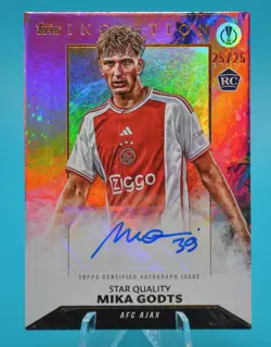 2023-24 Topps Inception Mika Godts Pink Star Quality Auto 25/25 RC SSP - Image 1