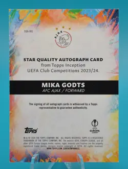 2023-24 Topps Inception Mika Godts Pink Star Quality Auto 25/25 RC SSP - Image 2