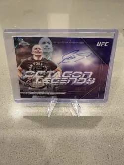 2026 Topps Chrome UFC Octagon Legends Georges St-Pierre Auto Purple Geo Ref /10 - Image 1