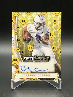 2026 Leaf Optichrome Derrek Cooper Auto Gold Vinyl Superfractor 1/1 Smiley Face - Image 1