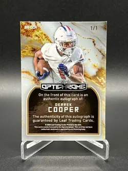 2026 Leaf Optichrome Derrek Cooper Auto Gold Vinyl Superfractor 1/1 Smiley Face - Image 2