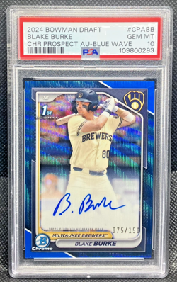 BLAKE BURKE 2024 1st Bowman Chrome /150 Blue Wave Refractor Auto PSA 10 - Image 1