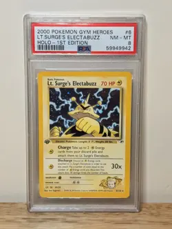 PSA 8 Lt. Surge's Electabuzz Holo 6/132 1st edition Gym Heroes Pokemon cards CGC - Image 1