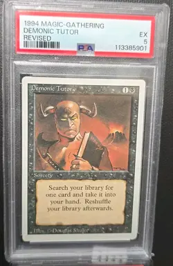 Demonic Tutor Magic The Gathering Revised PSA Graded 6 EX-MT - Image 1