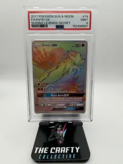 2017 POKEMON S&M SHINING LEGENDS - #74 FULL ART ENTEI GX [SECRET RARE] - PSA 9 - Image 1