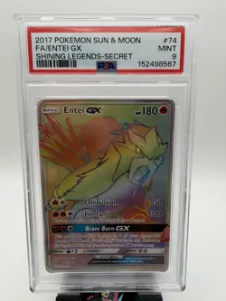 2017 POKEMON S&M SHINING LEGENDS - #74 FULL ART ENTEI GX [SECRET RARE] - PSA 9 - Image 2