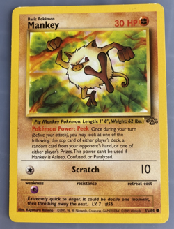 Pokemon TCG Mankey Jungle 55/64 Regular Unlimited Common LP 1999 Free Shipping - Image 1