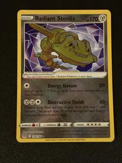 Radiant Steelix 124/196 Radiant Rare Lost Origin Pokemon Holo Near Mint - Image 1