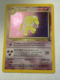 1999 Pokemon TCG Hypno 8/62 Fossil Set Holo Rare Card Vintage WOTC LP+ - Image 5