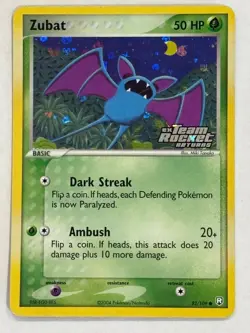 Zubat 82/109 Reverse Holo Stamped EX Team Rocket Returns Pokemon TCG 2004 LP - Image 1