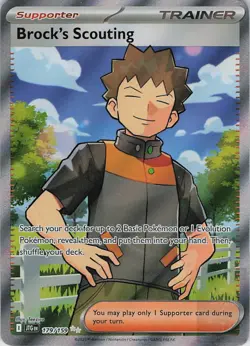BROCK'S SCOUTING 179/159 Ultra Rare JOURNEY TOGETHER Pokemon Holo Near Mint - Image 1