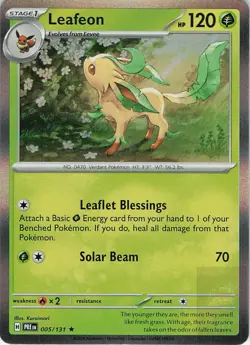 LEAFEON 005/131 Holo Rare PRISMATIC EVOLUTIONS Pokemon Holo Near Mint - Image 1