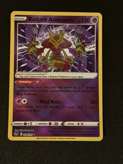 Radiant Alakazam 059/195 - Radiant Rare Silver Tempest Pokemon Holo NM - Image 1