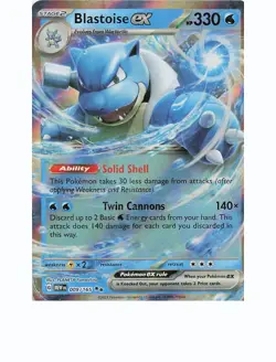 BLASTOISE EX 009/165 Double Rare 151 Pokemon Holo Near Mint - Image 1