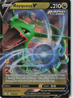 RAYQUAZA V 110/203 Holo V Rare EVOLVING SKIES Pokemon Holo Near Mint - Image 1