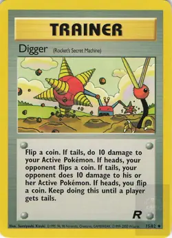 DIGGER 75/82 Uncommon TEAM ROCKET Pokemon Unlimited Near Mint - Image 1