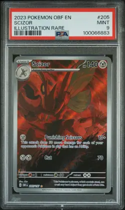 2023 POKEMON OBF EN-OBSIDIAN FLAMES ILLUSTRATION RARE #205 SCIZOR PSA 9 - Image 1