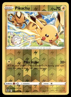 Pikachu 049/195 Common Silver Tempest Pokemon Reverse Holo Near Mint - Image 1